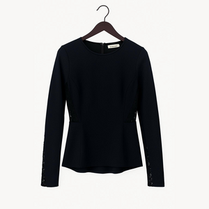 Rebecca Taylor Midnight Lace Accent Blouse